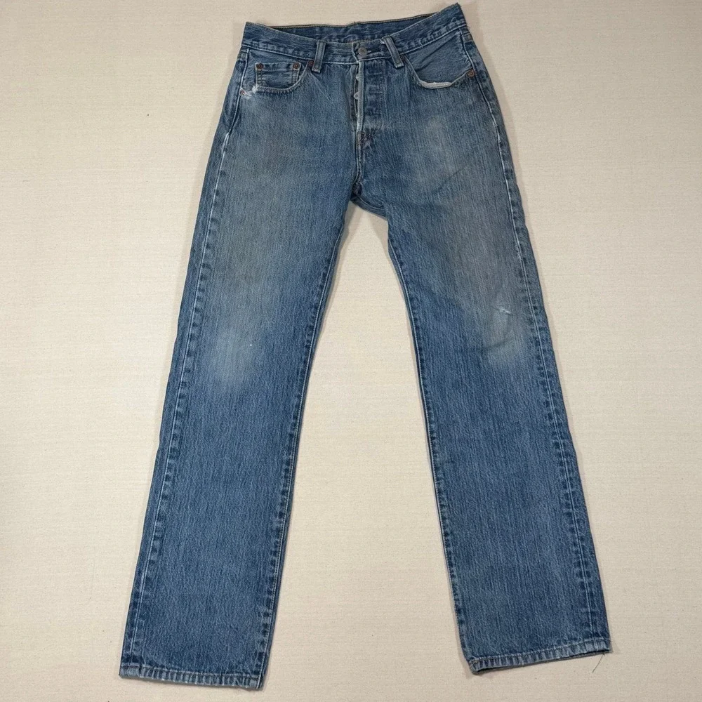 Vintage Levis 501XX Jeans Mens 27x29.5 Blue Denim Button Fly Straight Leg